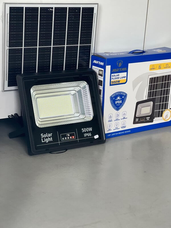 Set 2X Proiectoare solare puternice Jortan de 500W,400 LED-uri SMD, panou solar si telecomanda, IP66