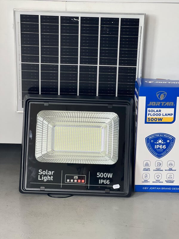 Set 2X Proiectoare solare puternice Jortan de 500W,400 LED-uri SMD, panou solar si telecomanda, IP66 - imagine 3